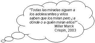 Llamada de nube: Todas las miradas siguen a los adolescentes y ellos saben que los miran pero ¿a dónde o a quién miran ellos?   Miller Marck Crispin, 2003    